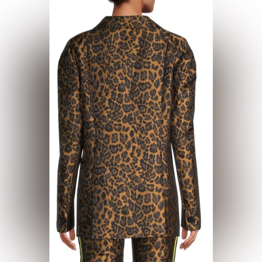 For Love & Lemons Leopard Print Blazer Jacquard with Neon Piping, Like New - Picture 2 of 3
